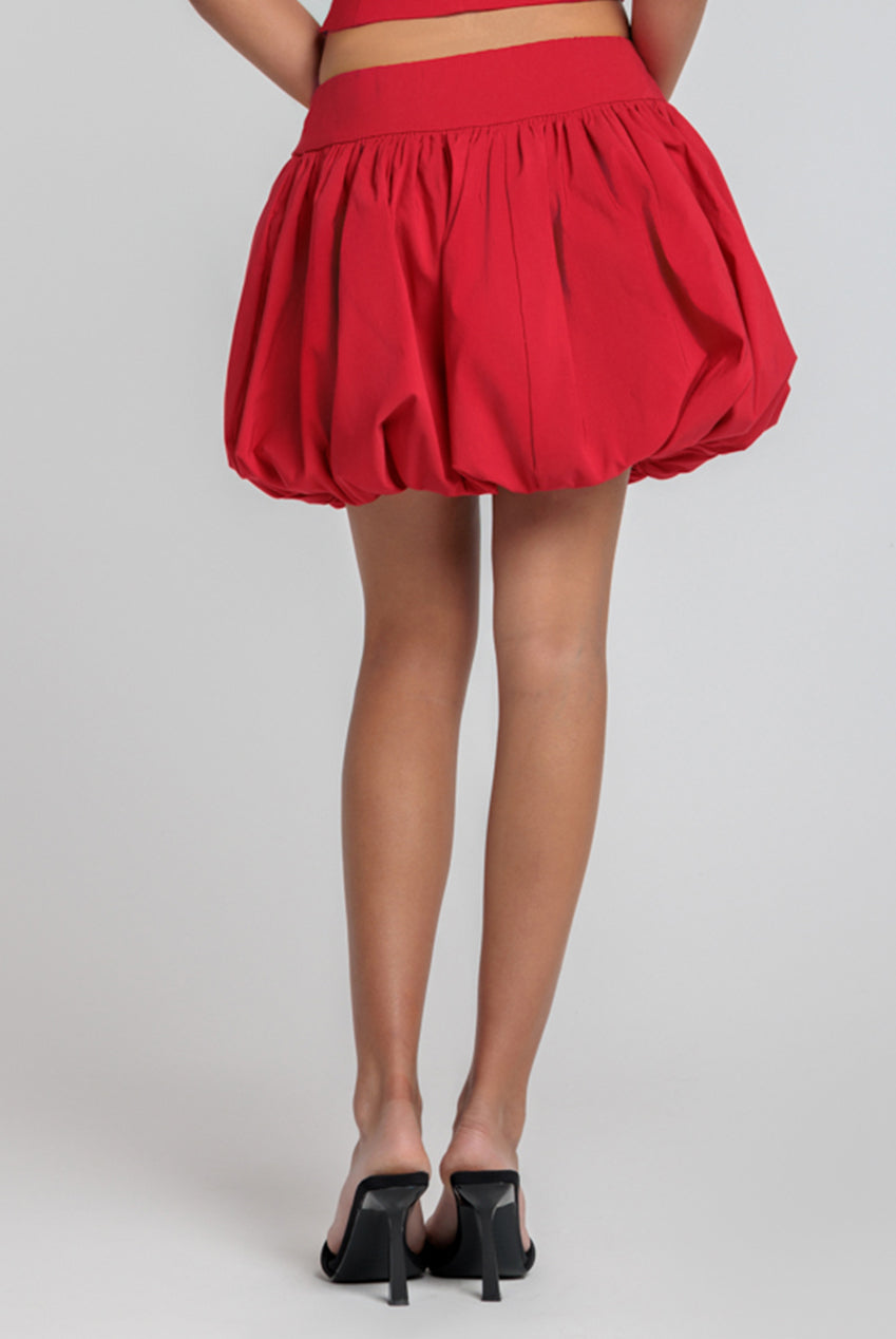 Goddiva Bengaline Balloon Mini Skirt - Red