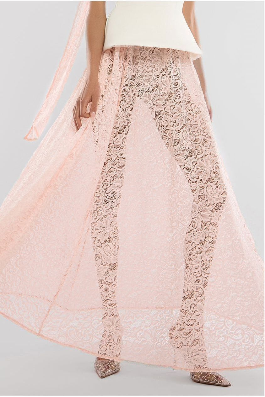 Goddiva Floral Lace A-Line Maxi Skirt