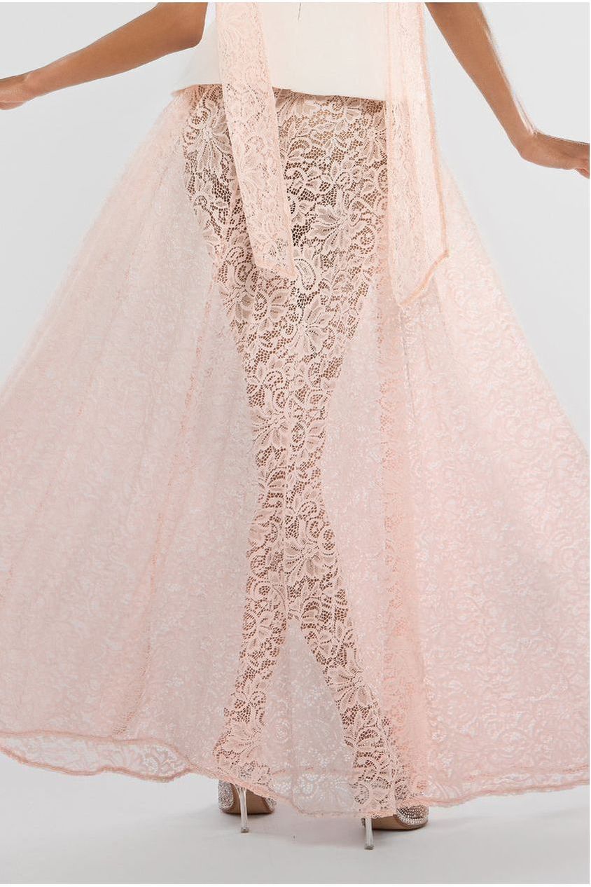 Goddiva Floral Lace A-Line Maxi Skirt