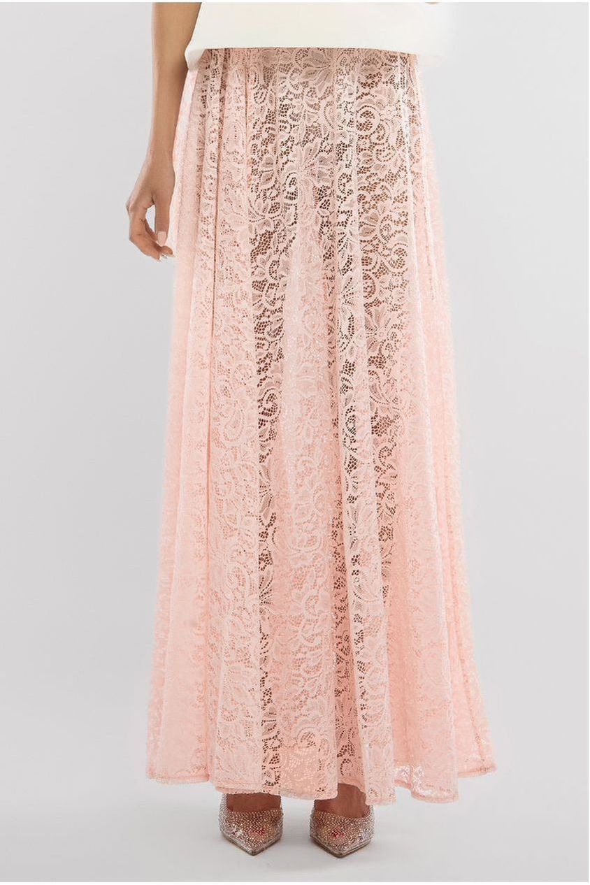 Goddiva Floral Lace A-Line Maxi Skirt