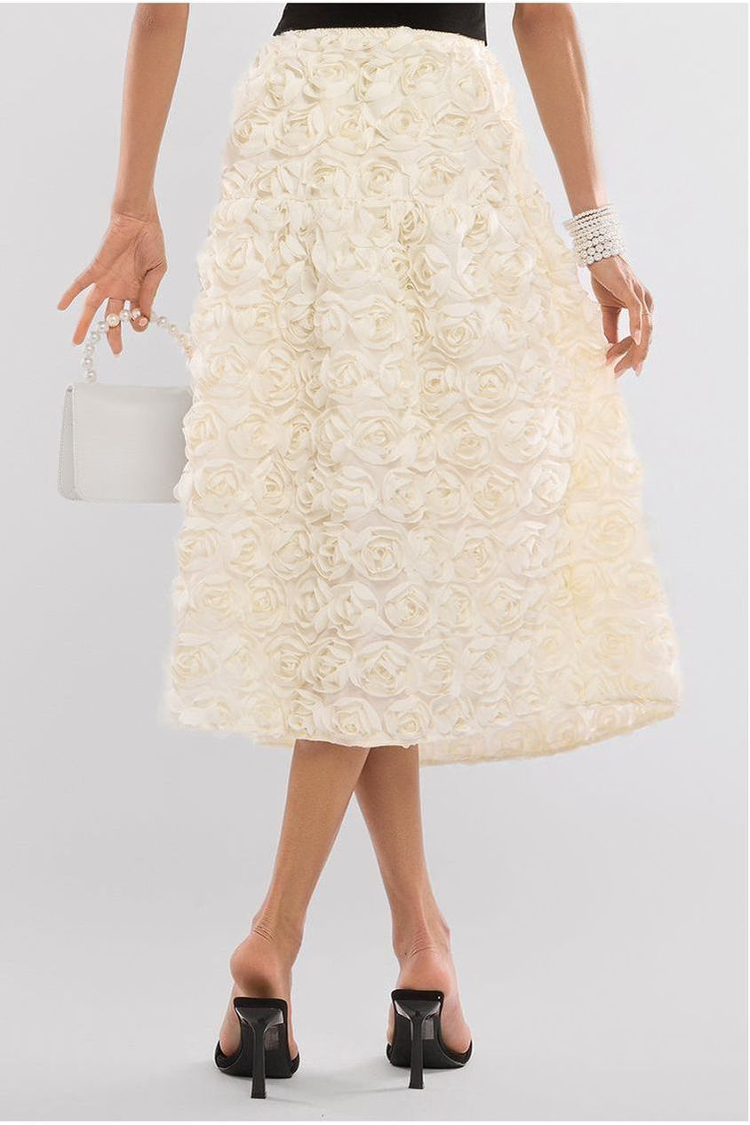 Goddiva 3D Floral Mesh Midaxi Skirt