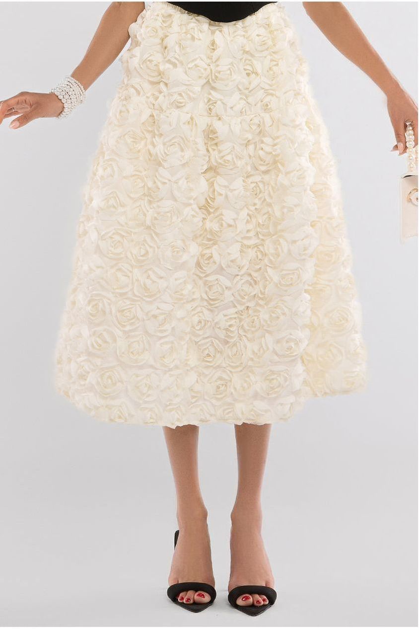 Goddiva 3D Floral Mesh Midaxi Skirt