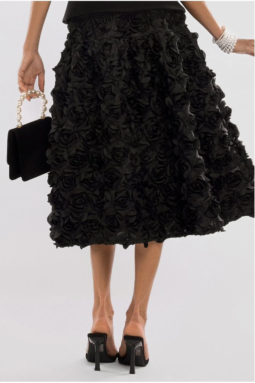 Goddiva 3D Floral Mesh Midaxi Skirt