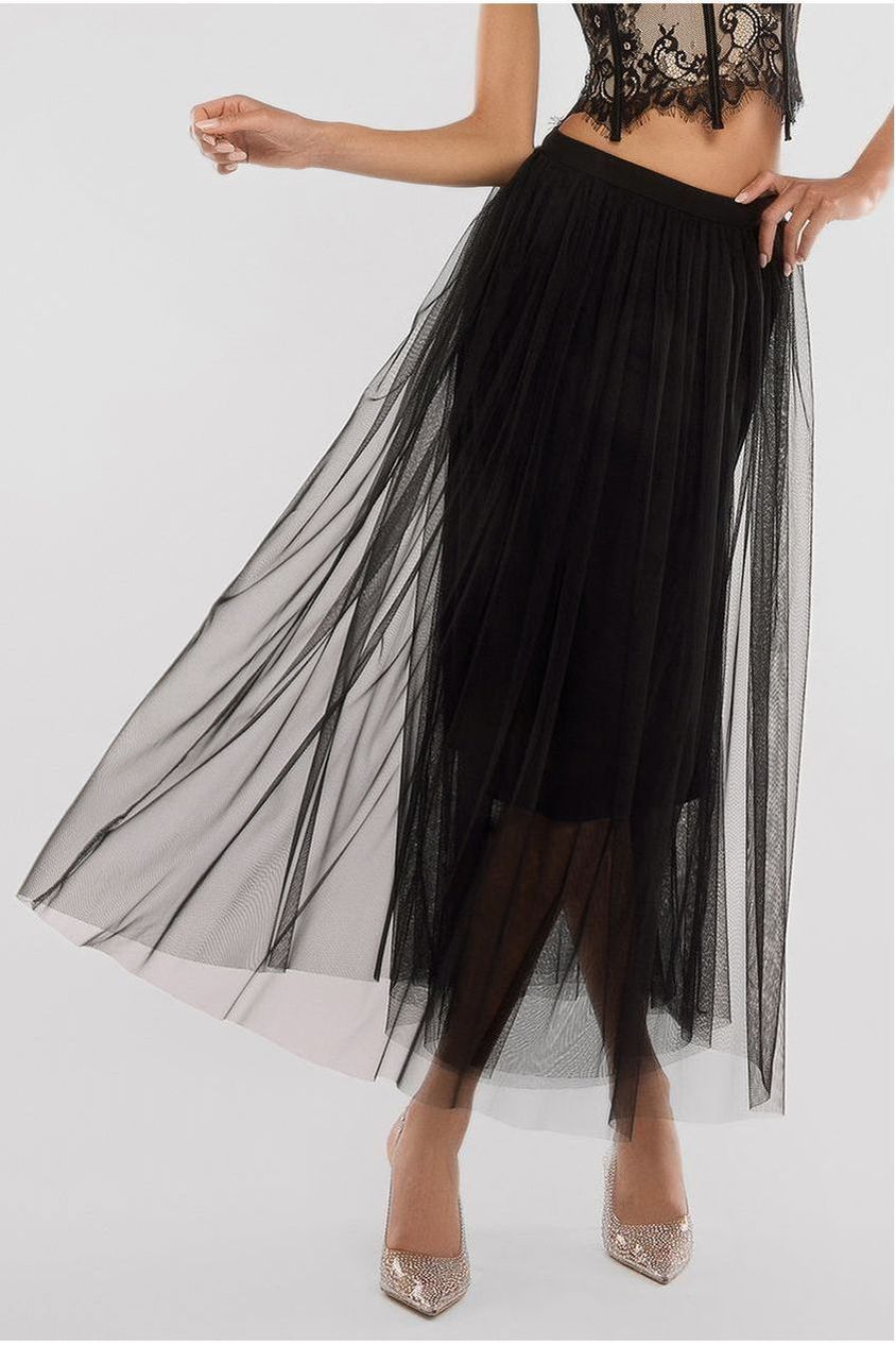 Goddiva Tulle Gathered Midaxi Skirt