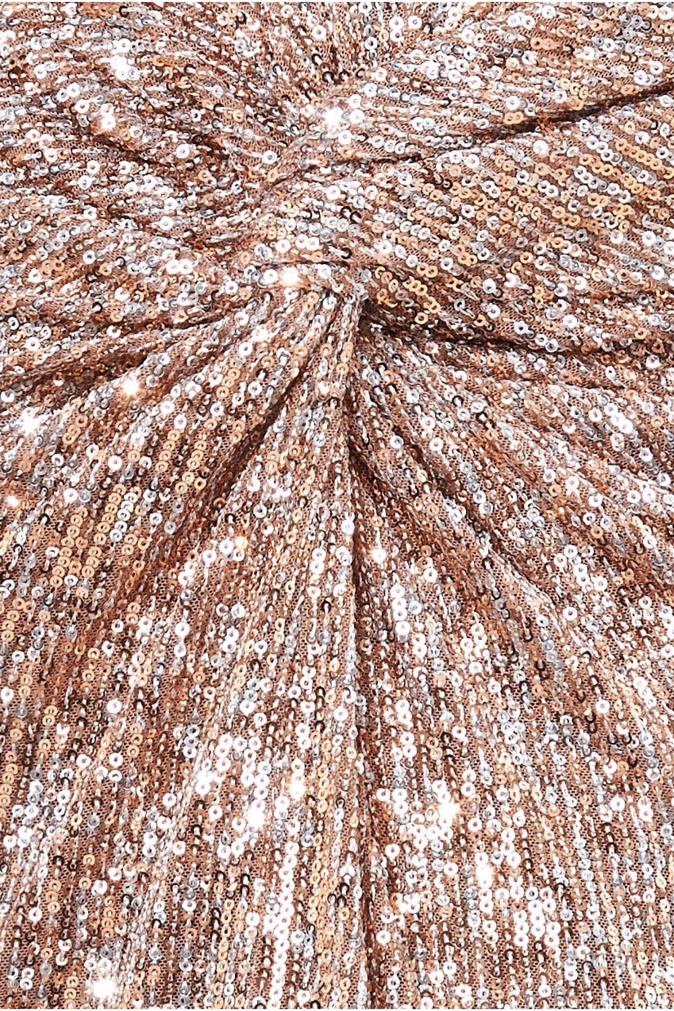 Goddiva Knot Front Sequin Midi Skirt - Champagne