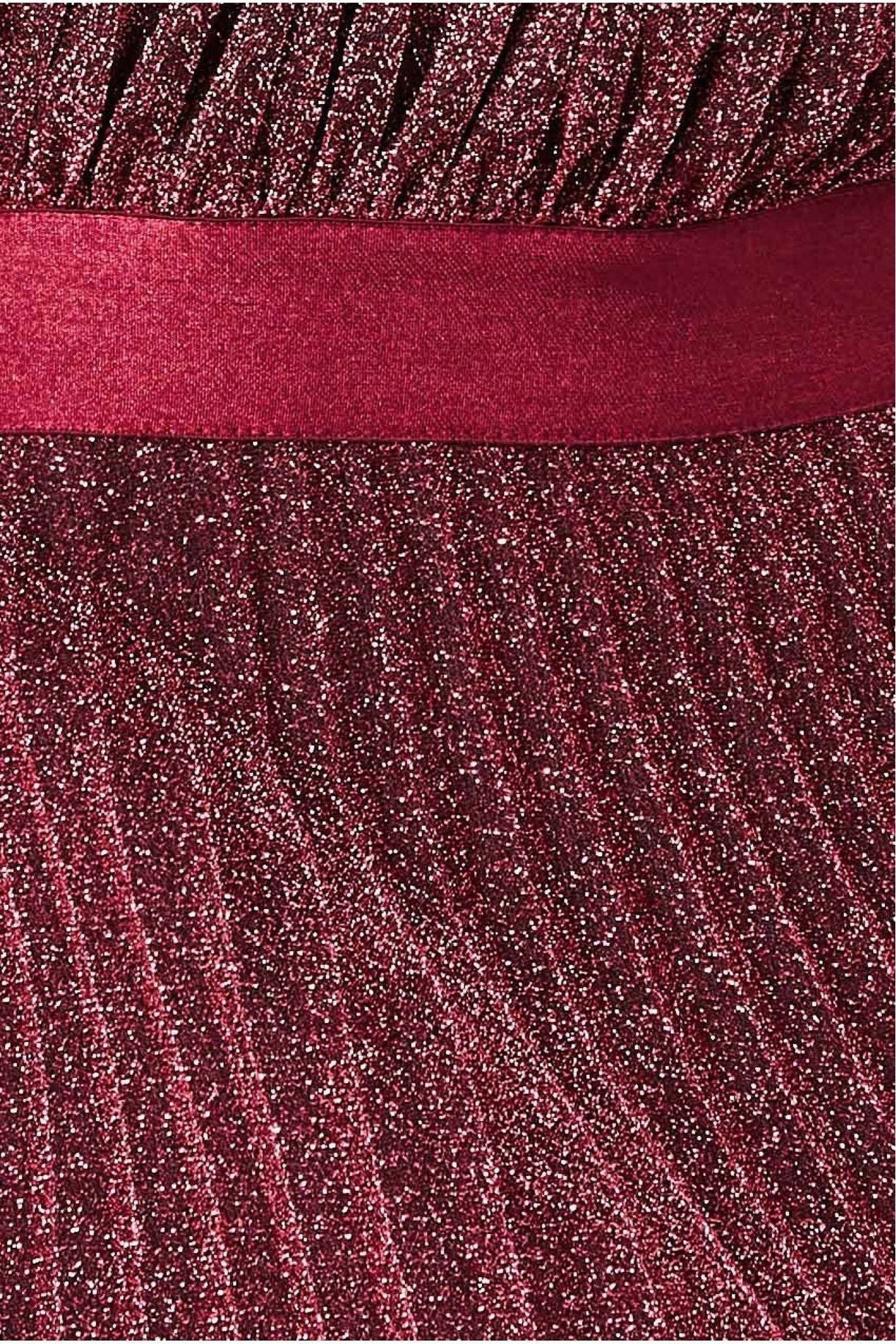 Goddiva Lurex Halterneck Pleated Maxi Dress - Wine