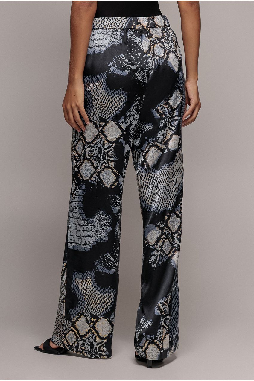 Goddiva Foil Print Wide Leg Pants - Black
