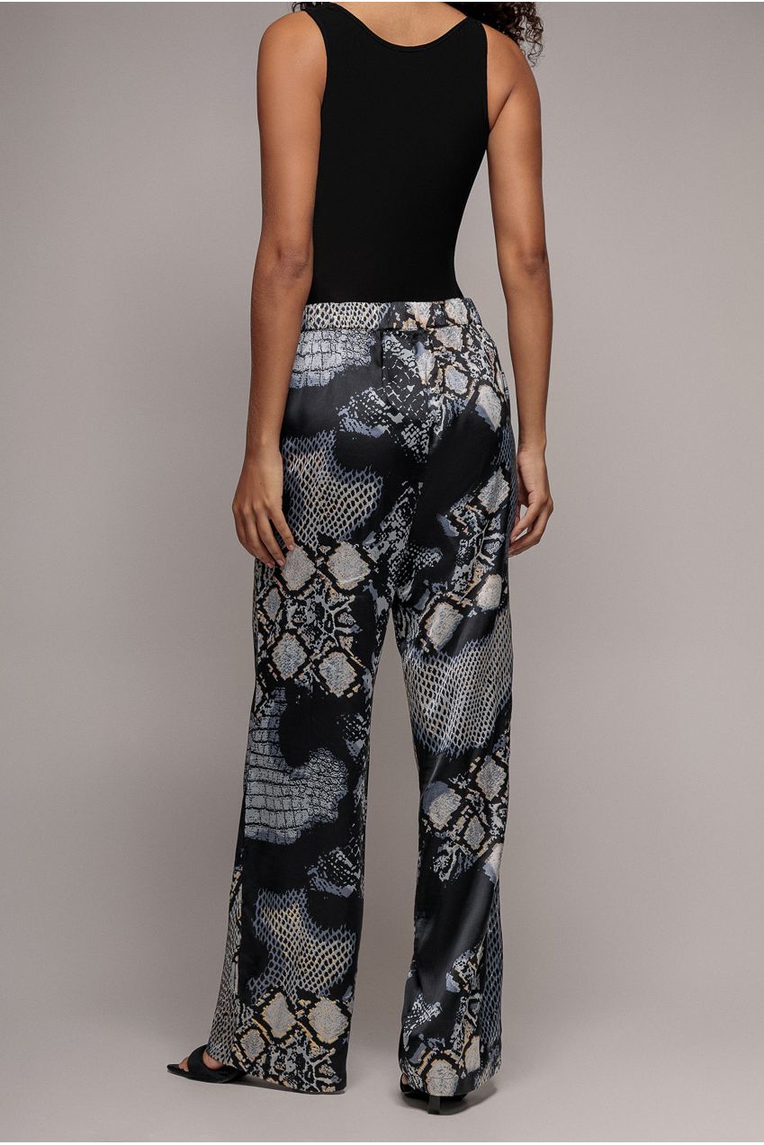 Goddiva Foil Print Wide Leg Pants - Black