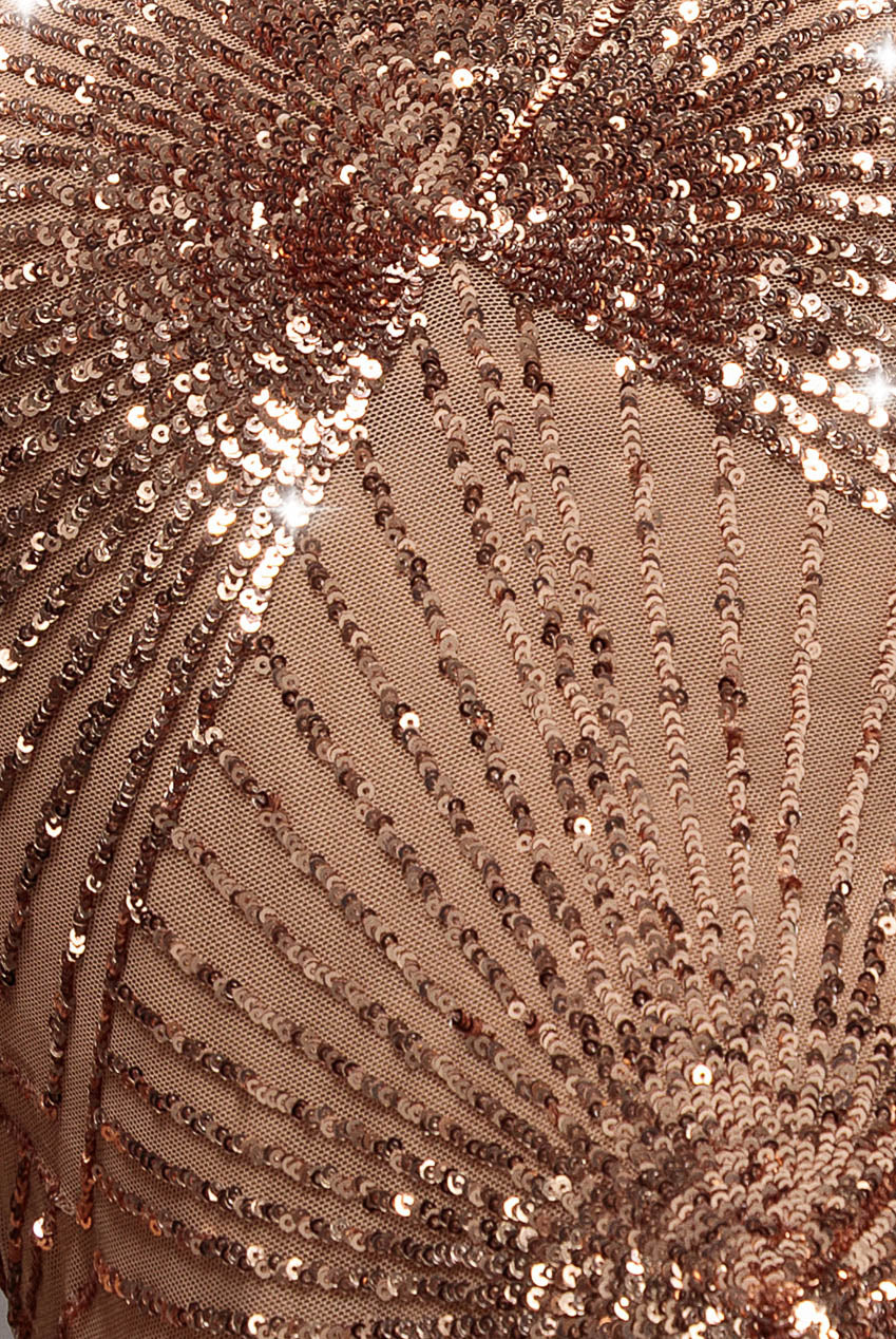 Goddiva Sequin Starburst Cape Sleeve Top - Champagne