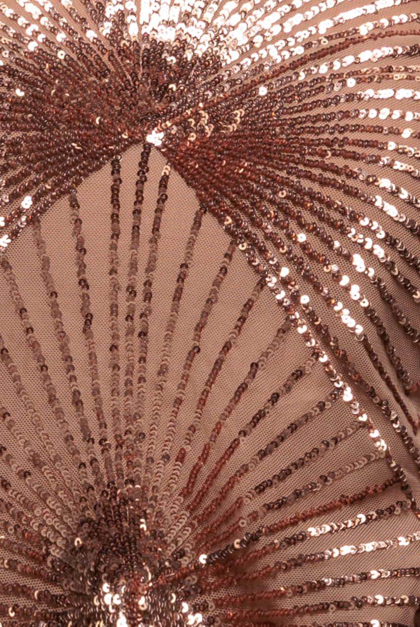 Goddiva Sequin Starburst Cape Sleeve Top - Champagne