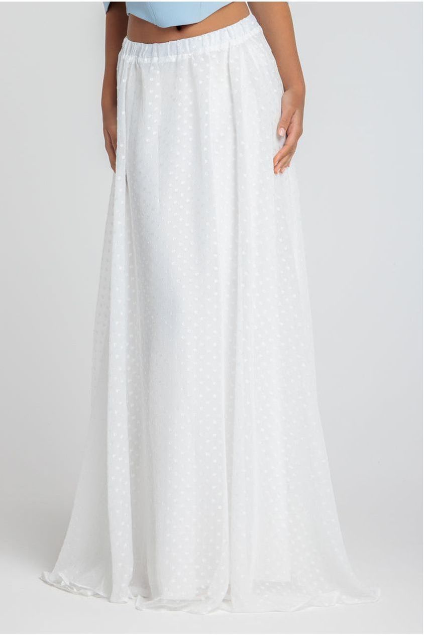 Goddiva Polka Dobby Chiffon A-Line Maxi Skirt