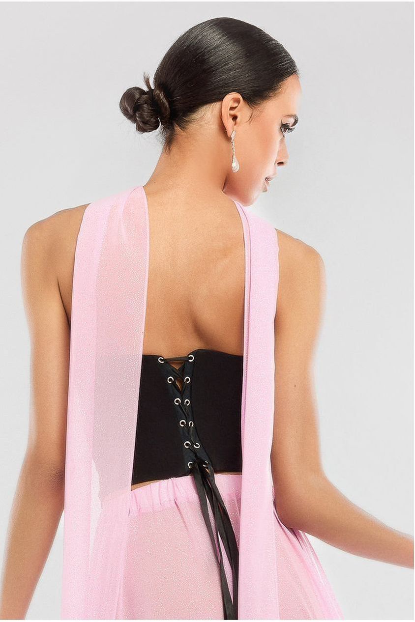 Goddiva Compact Crepe Lace Up Corset