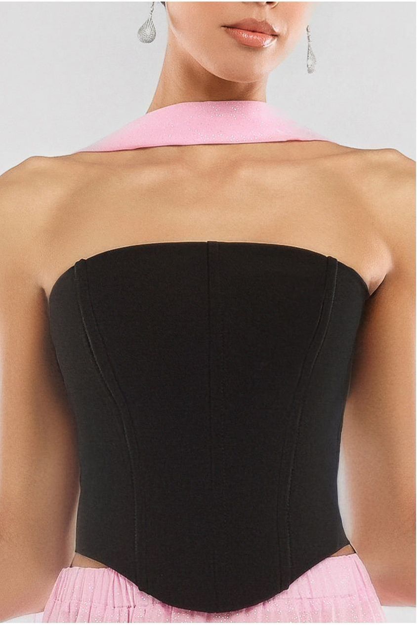 Goddiva Compact Crepe Lace Up Corset