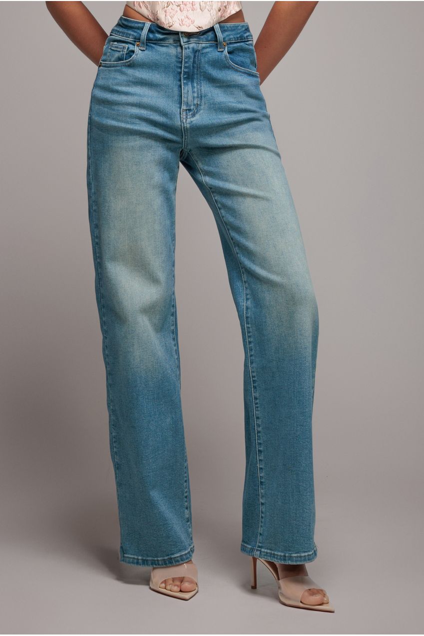 Goddiva denim Straight Leg Denim Jeans - Blue