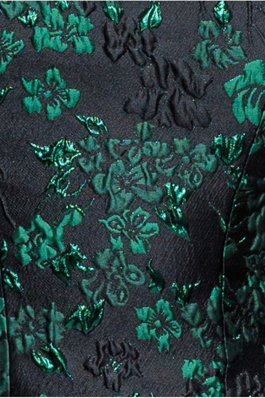 Goddiva Off Shoulder Jacquard Top With Organza Wings - Emerald Black