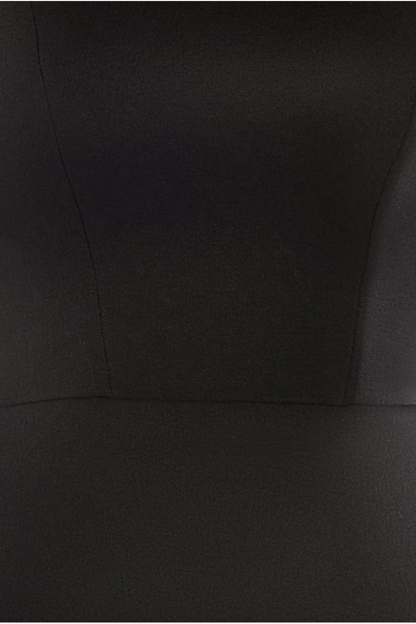 Goddiva Scuba Boobtube Peplum Corset With 3D Floral Mesh Skirt - Black