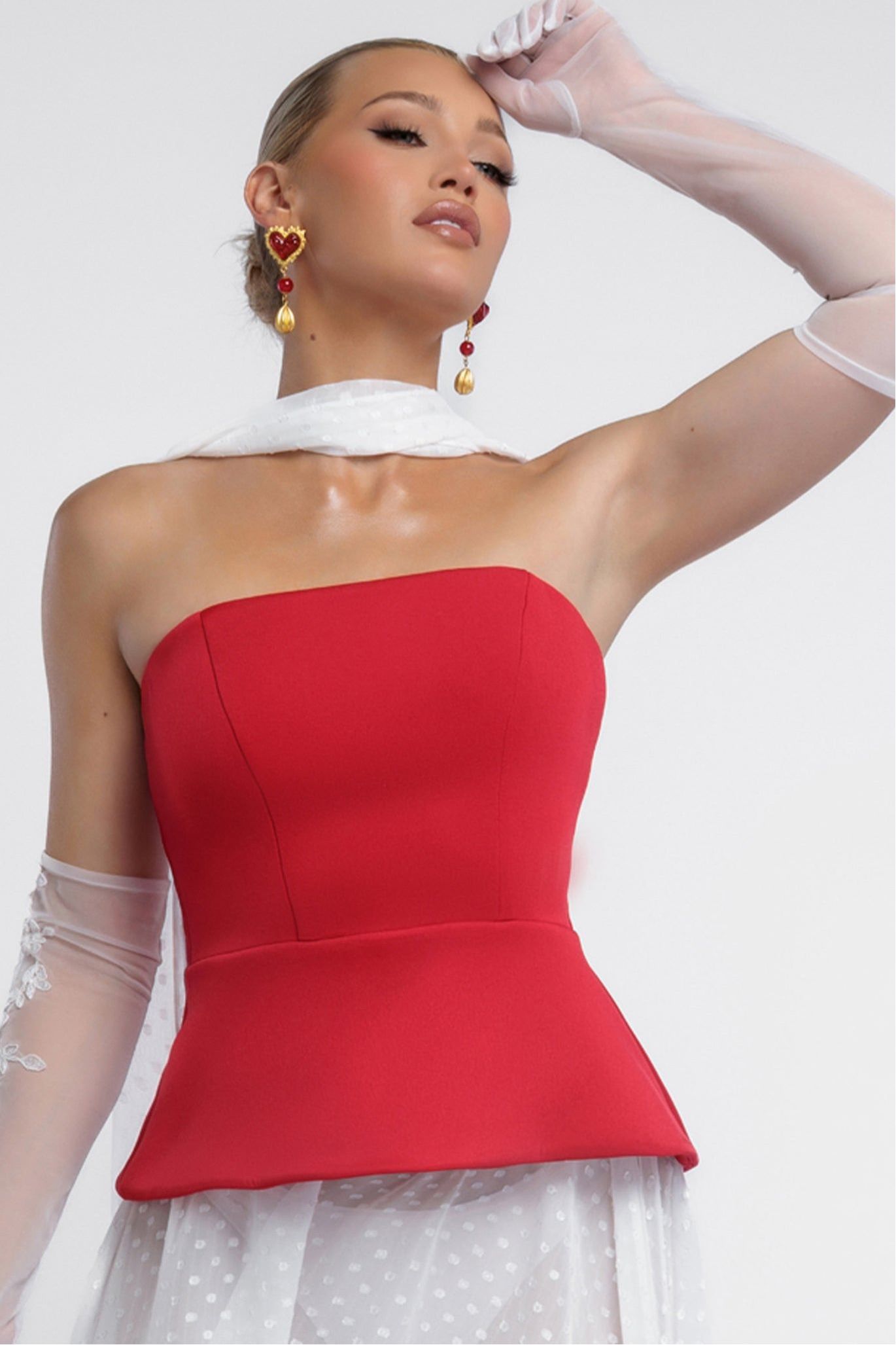 Goddiva Scuba Boobtube Peplum Hem Corset