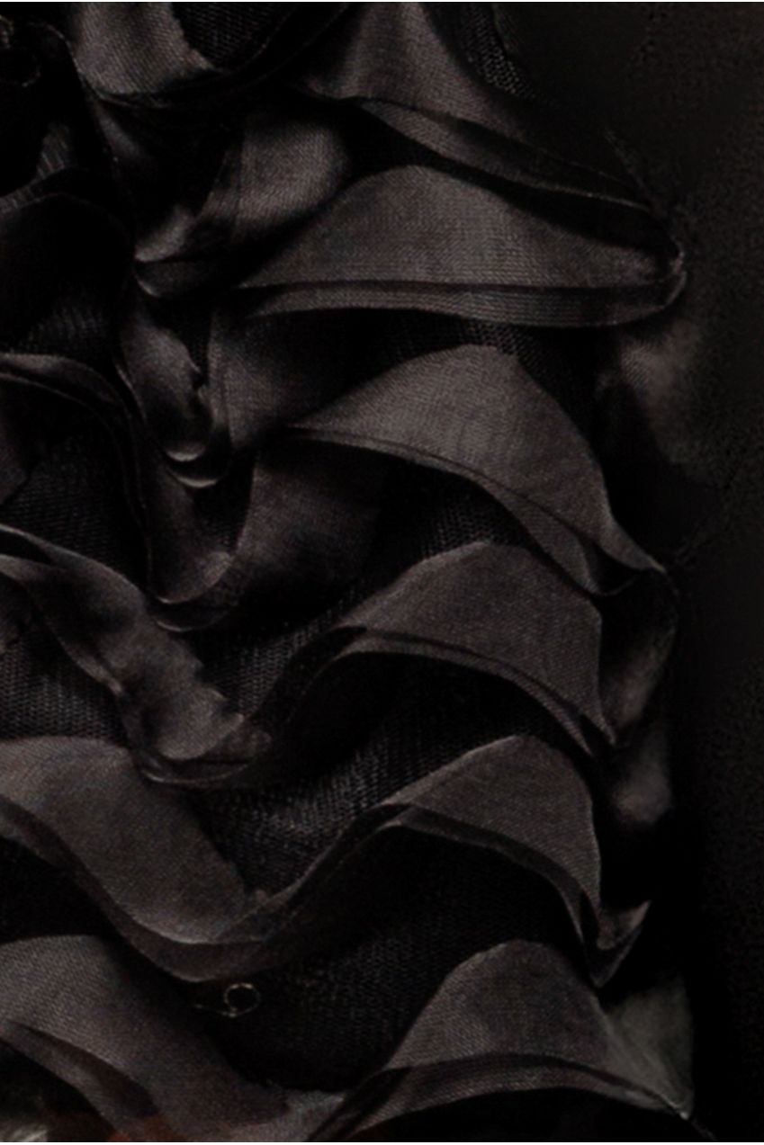 Goddiva 3D Textured Sleeve Scuba Corset Top - Black