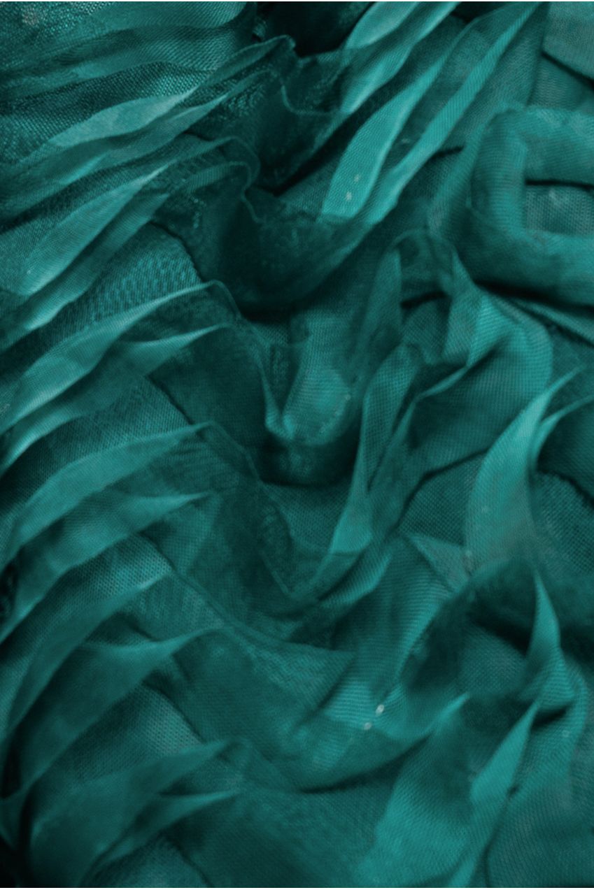 Goddiva 3D Textured Sleeve Scuba Corset Top - Emerald Green