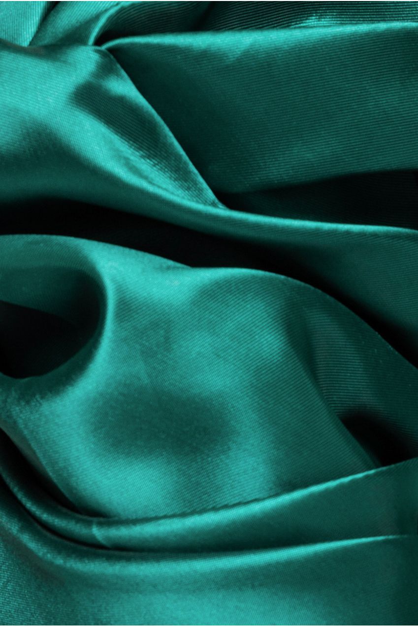 Goddiva One Shoulder Puffed Satin Sleeve Asymmetric Scuba Top - Emerald Green