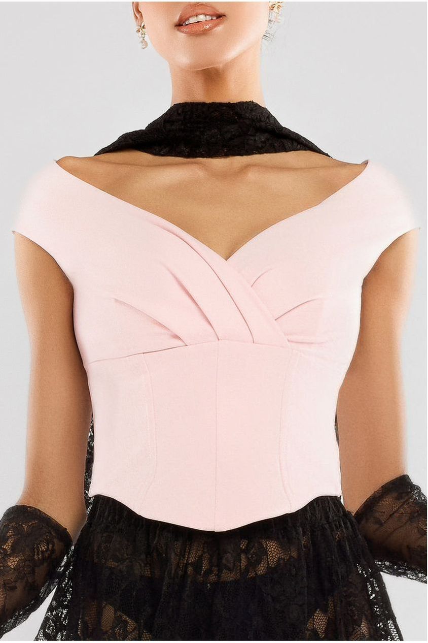 Goddiva Front Pleated Wrap Off The Shoulder Corset