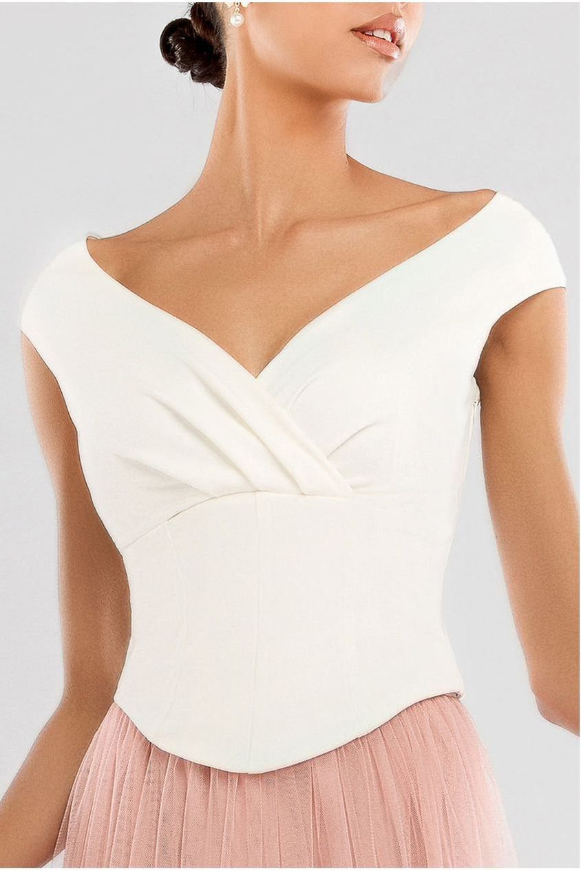 Goddiva Front Pleated Wrap Off The Shoulder Corset