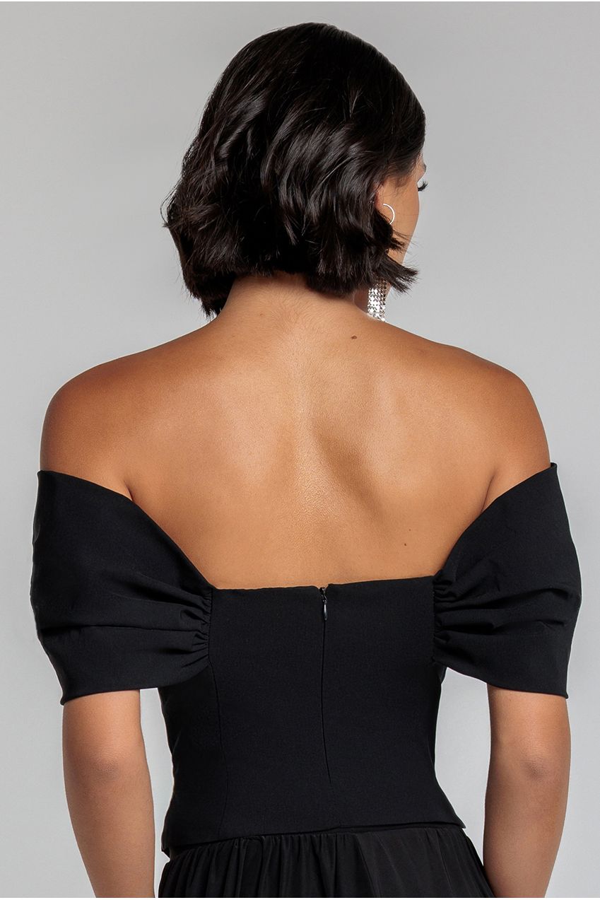 Goddiva Bardot Corset Top - Black