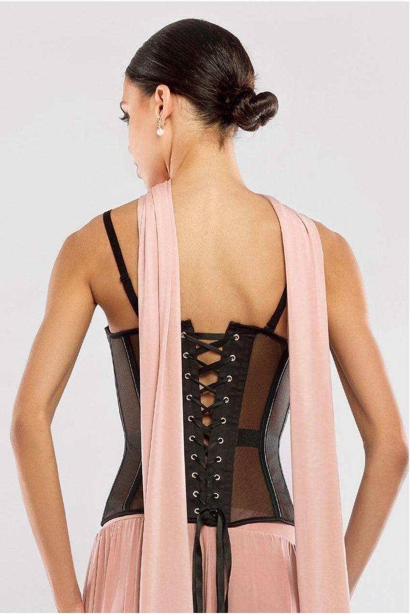 Goddiva Sheer Panel Mesh Corset