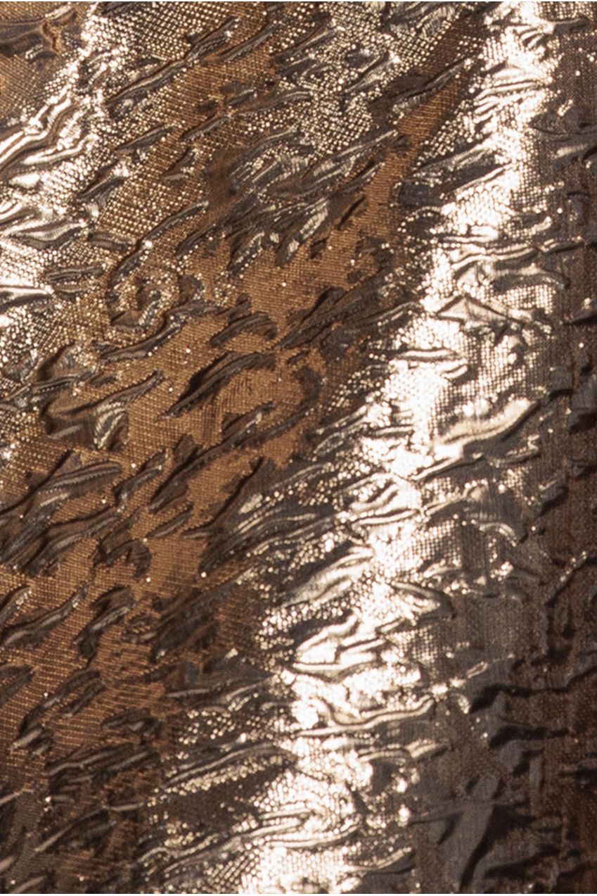 Goddiva Boob Tube Jacquard Top With Asymmetric Peplum Frill - Bronze Gold