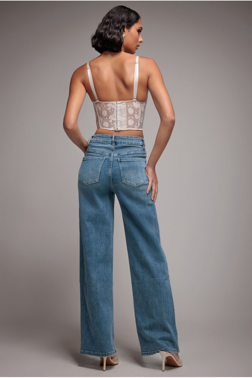 Goddiva denim Straight Leg Stretch Denim Jeans - Blue