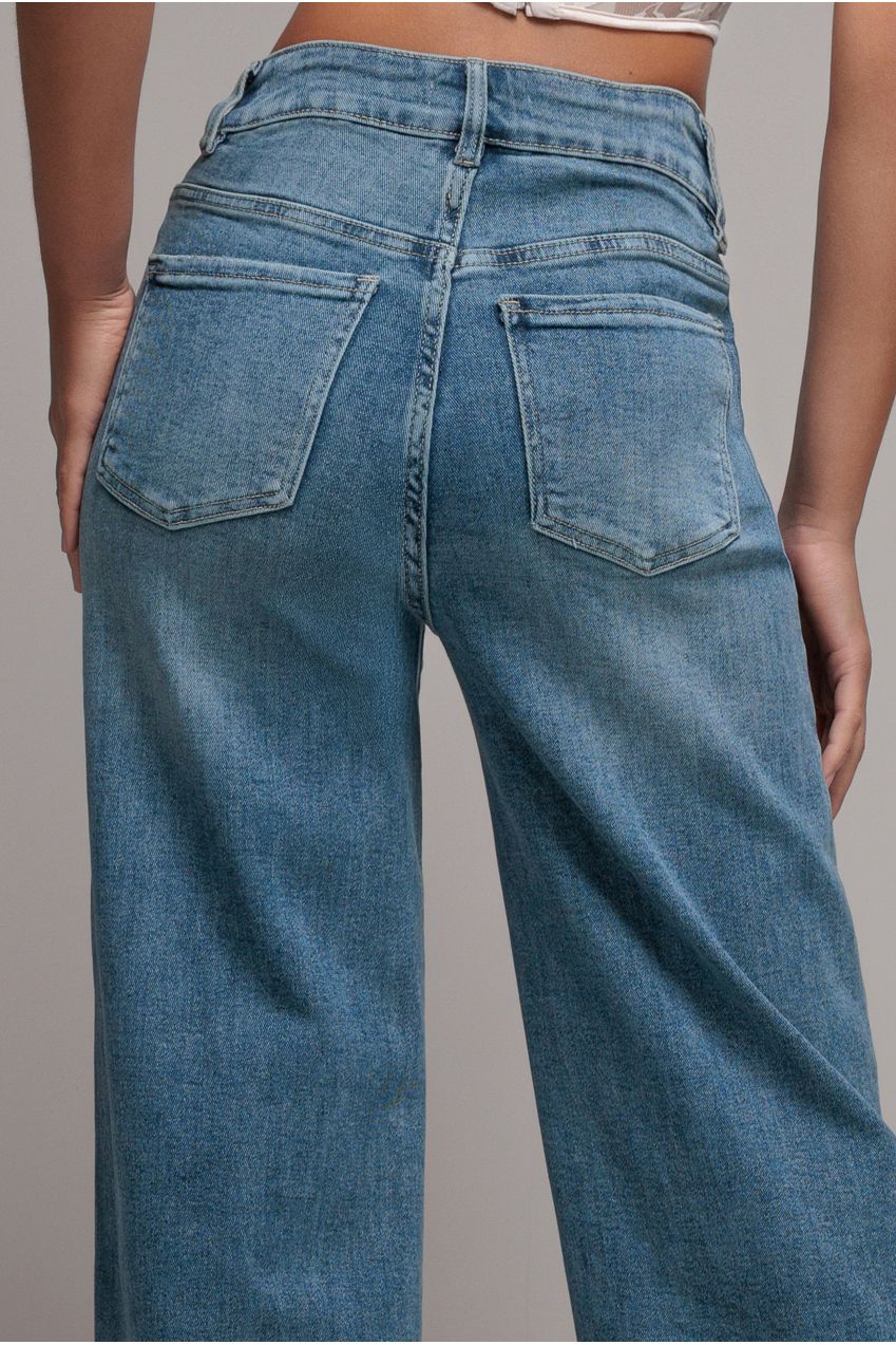 Goddiva denim Straight Leg Stretch Denim Jeans - Blue