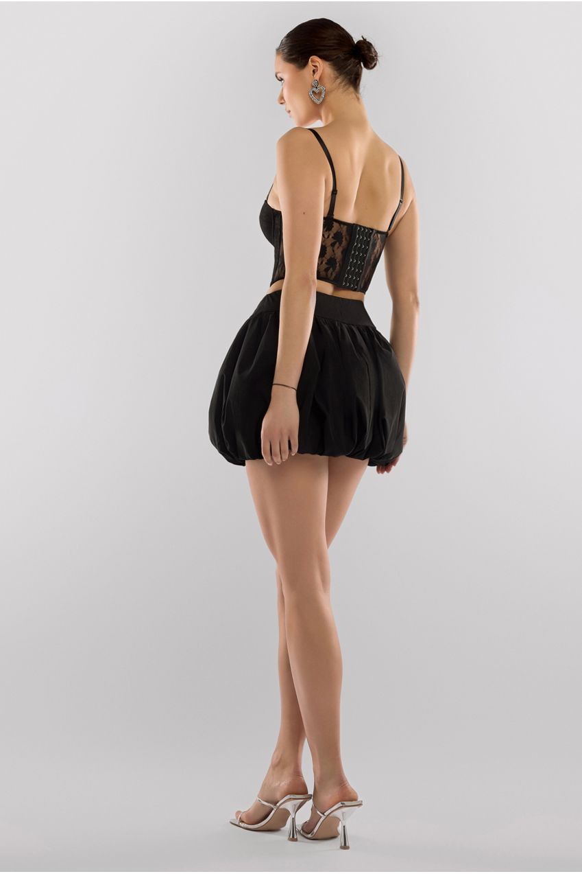 Goddiva Bengaline Balloon Mini Skirt - Black
