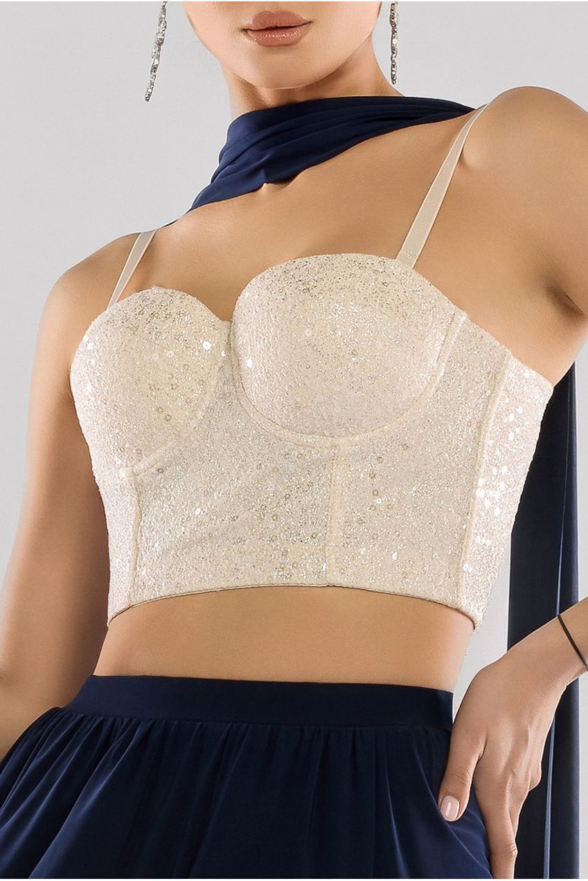 Goddiva Cropped Sleeveless Sequin Corset