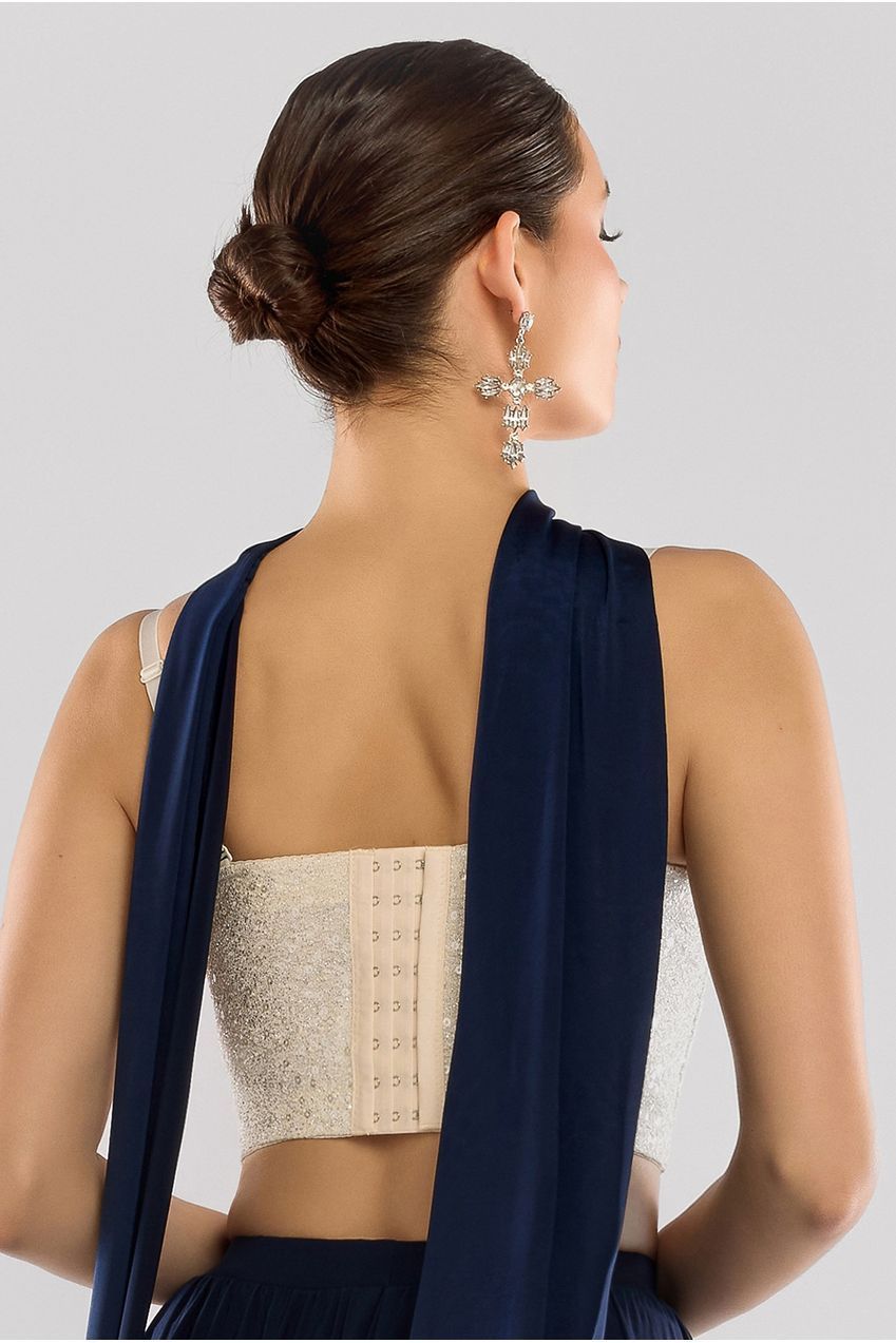 Goddiva Cropped Sleeveless Sequin Corset