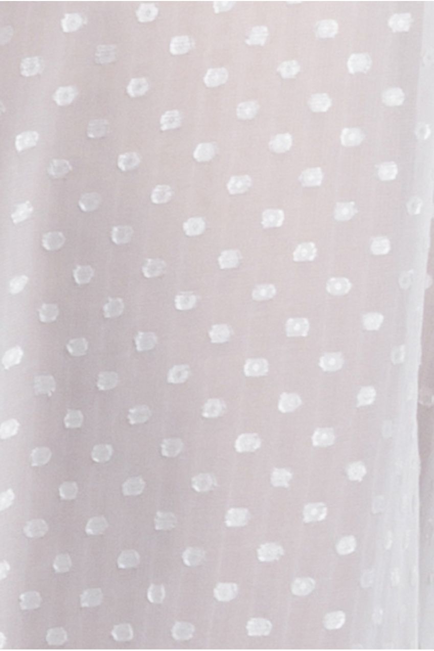 Goddiva Embroidered Lace Corset Polka Dobby Chiffon A-Line Maxi Skirt With Scarf & Gloves - Cream