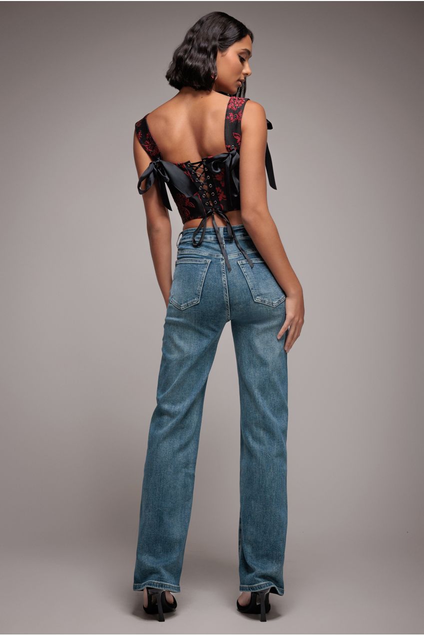 Goddiva denim Mid Wash Straight Leg Denim Jeans - Blue