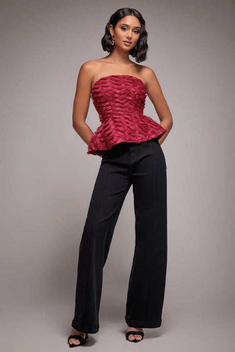 Goddiva denim Wide Leg Stretch Denim Jeans - Black