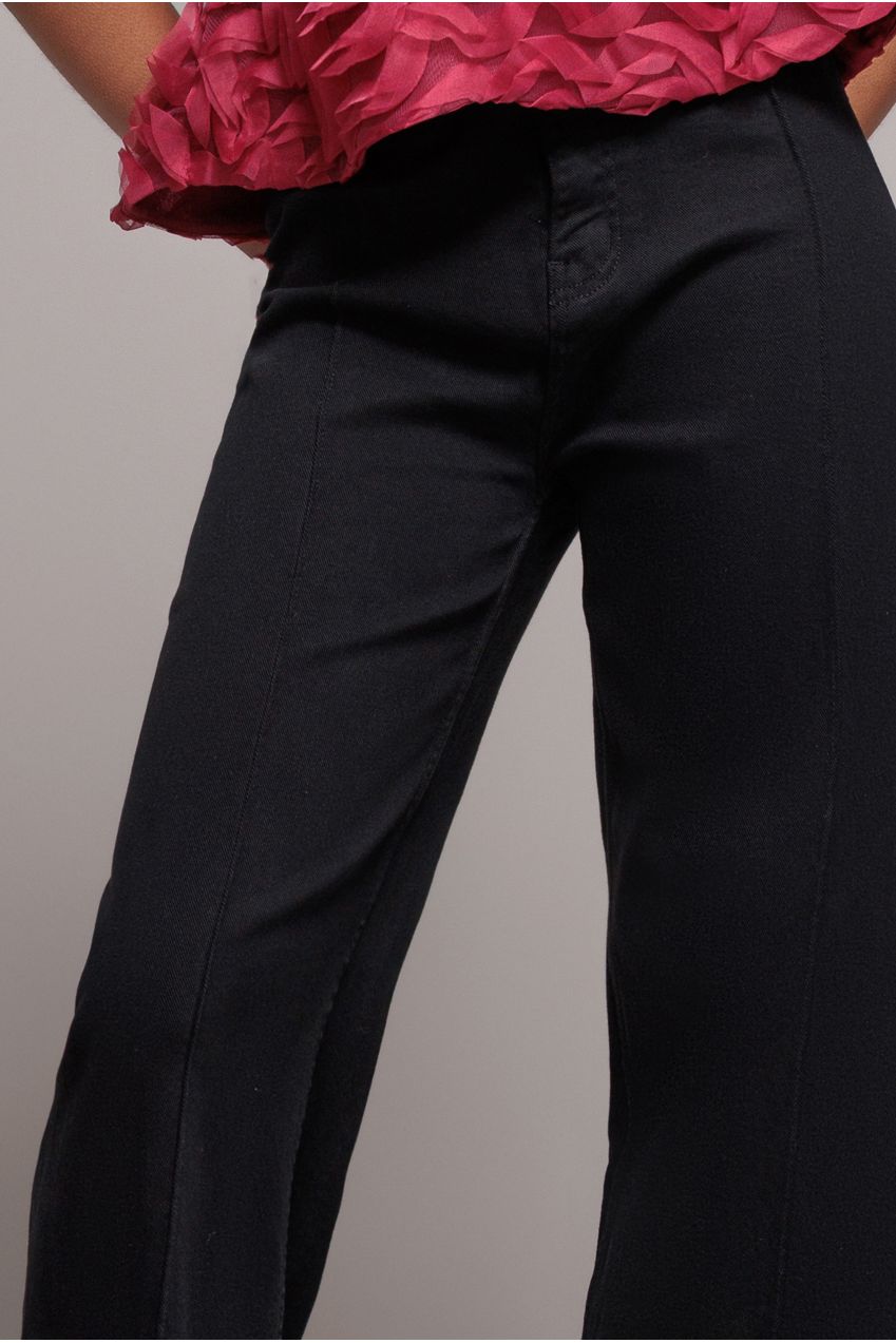 Goddiva denim Wide Leg Stretch Denim Jeans - Black