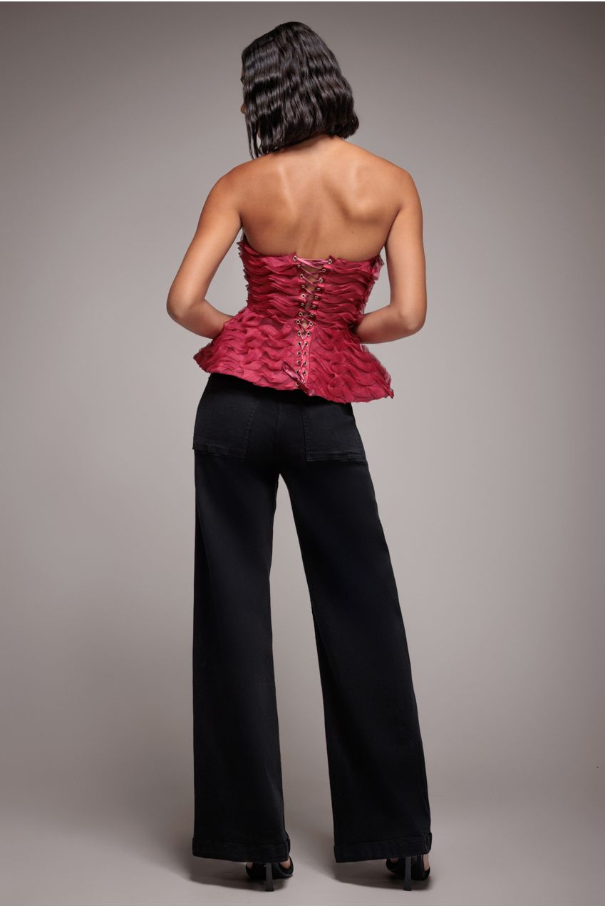 Goddiva denim Wide Leg Stretch Denim Jeans - Black