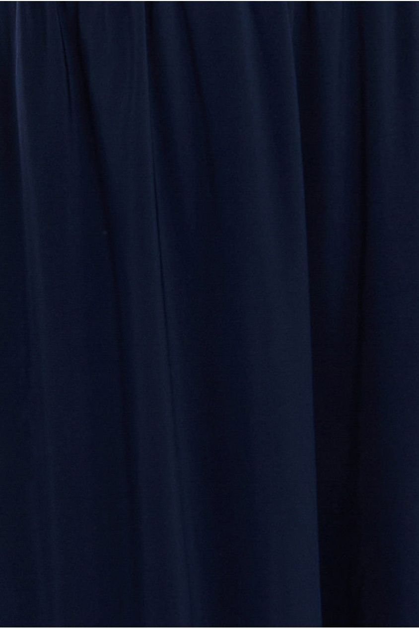 Goddiva Compact Crepe Lace Up Corset With Side Split Jersey Maxi Skirt & Scarf - Beige & Navy Blue