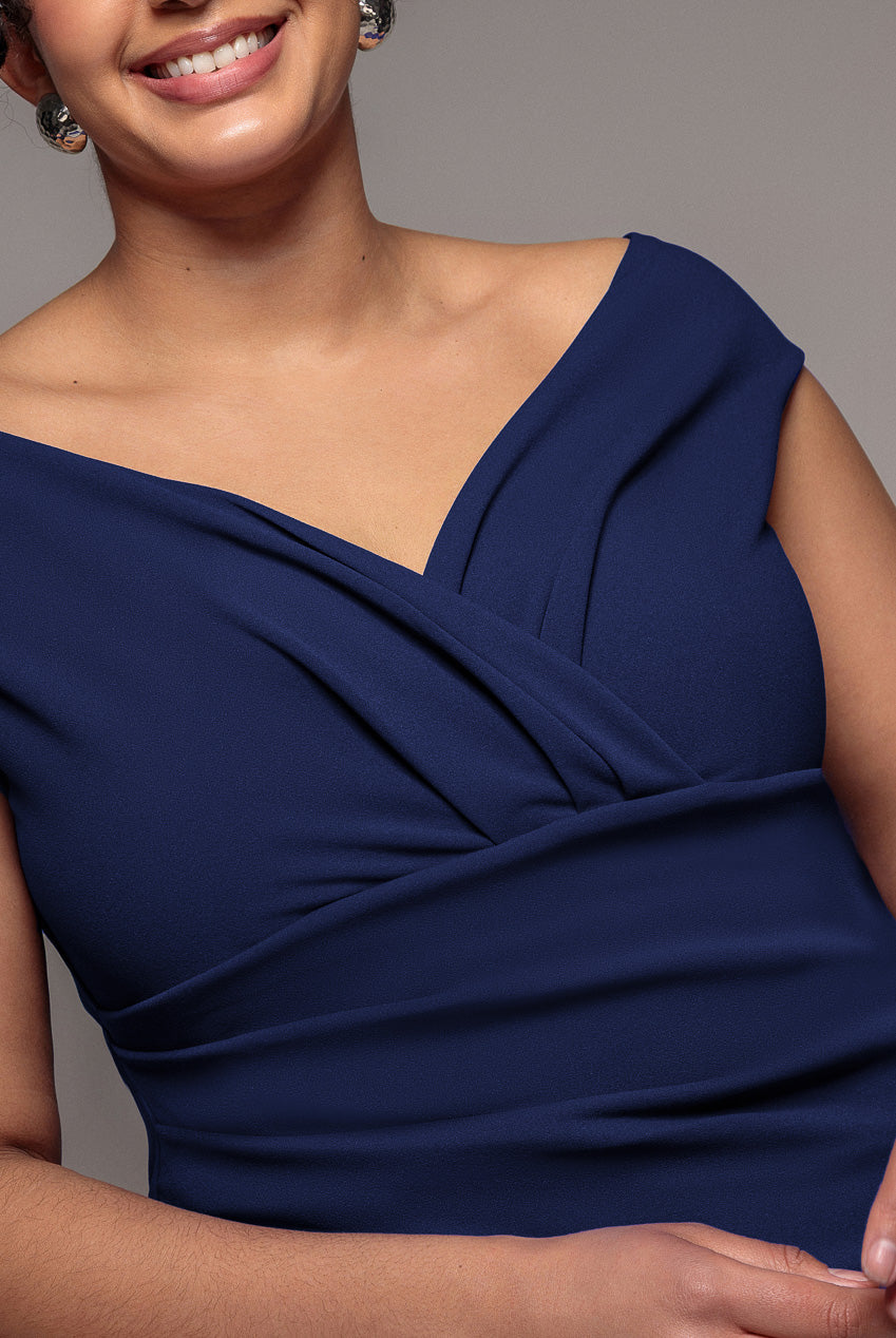 Goddiva Plus Bardot Scuba Romper - Navy Blue
