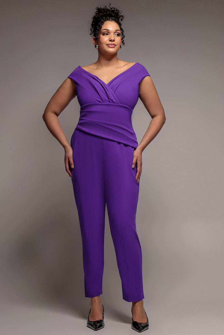 Goddiva Plus Bardot Scuba Romper - Purple