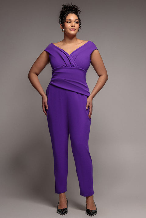Goddiva Plus Bardot Scuba Romper - Purple