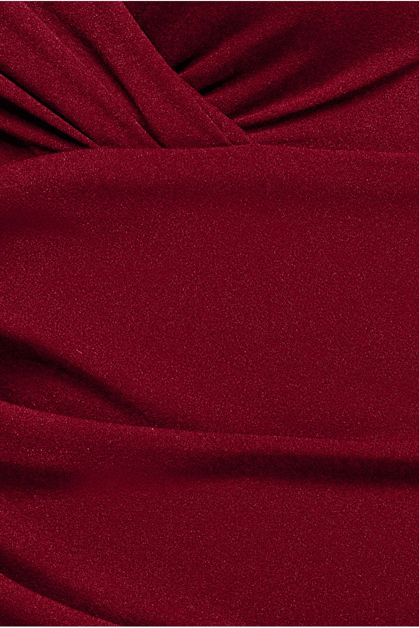 Goddiva Scuba Crepe Wrap Bardot Romper - Wine