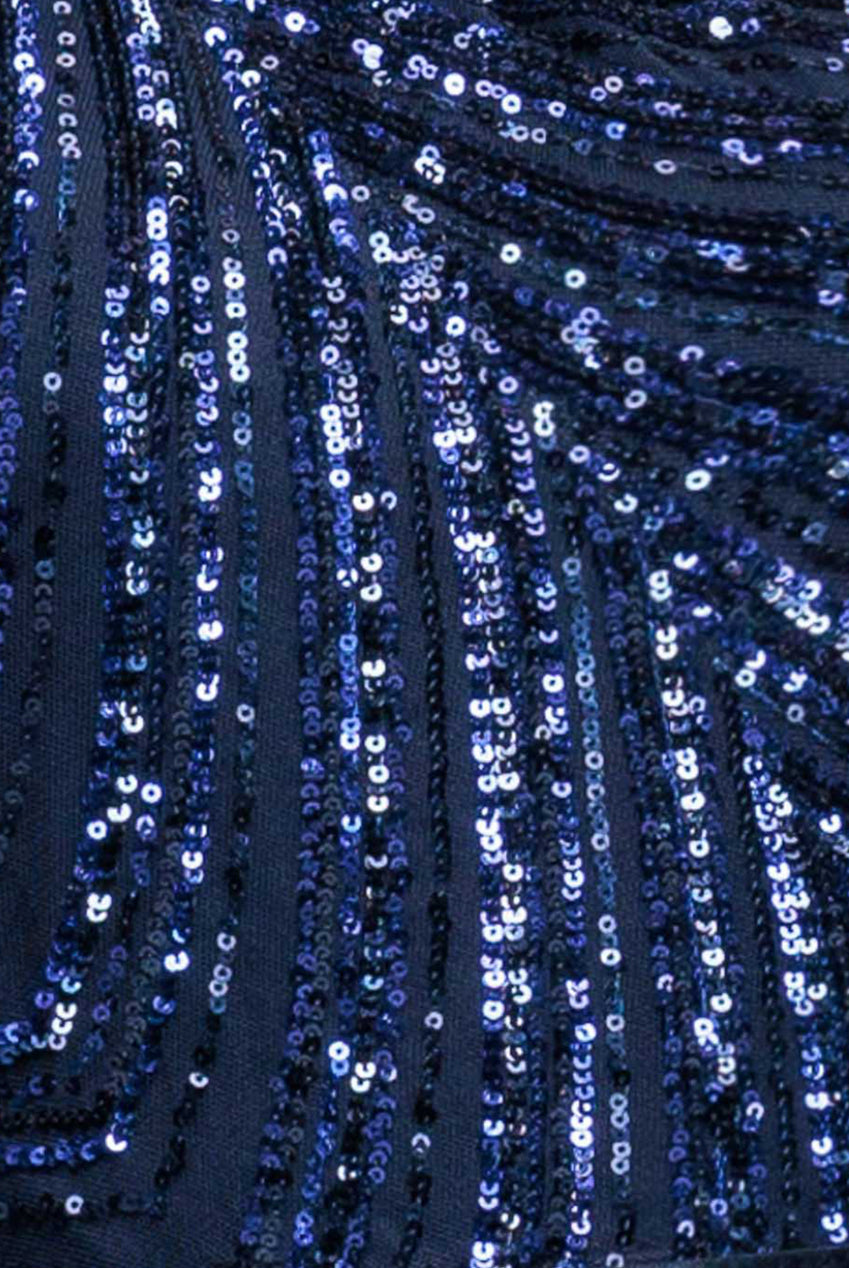 Goddiva One Shoulder Sequin Romper - Navy