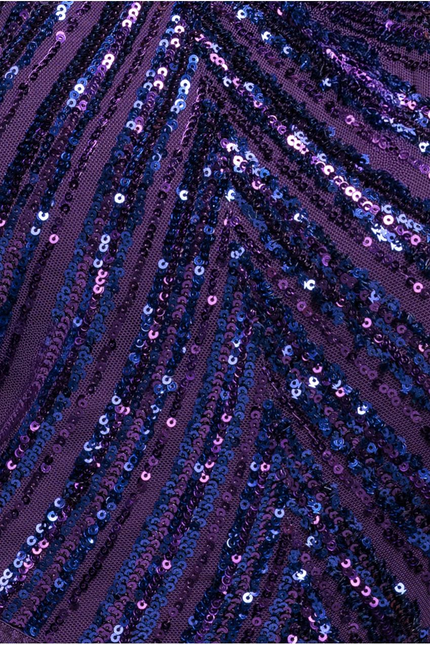 Goddiva One Shoulder Sequin Romper - Purple