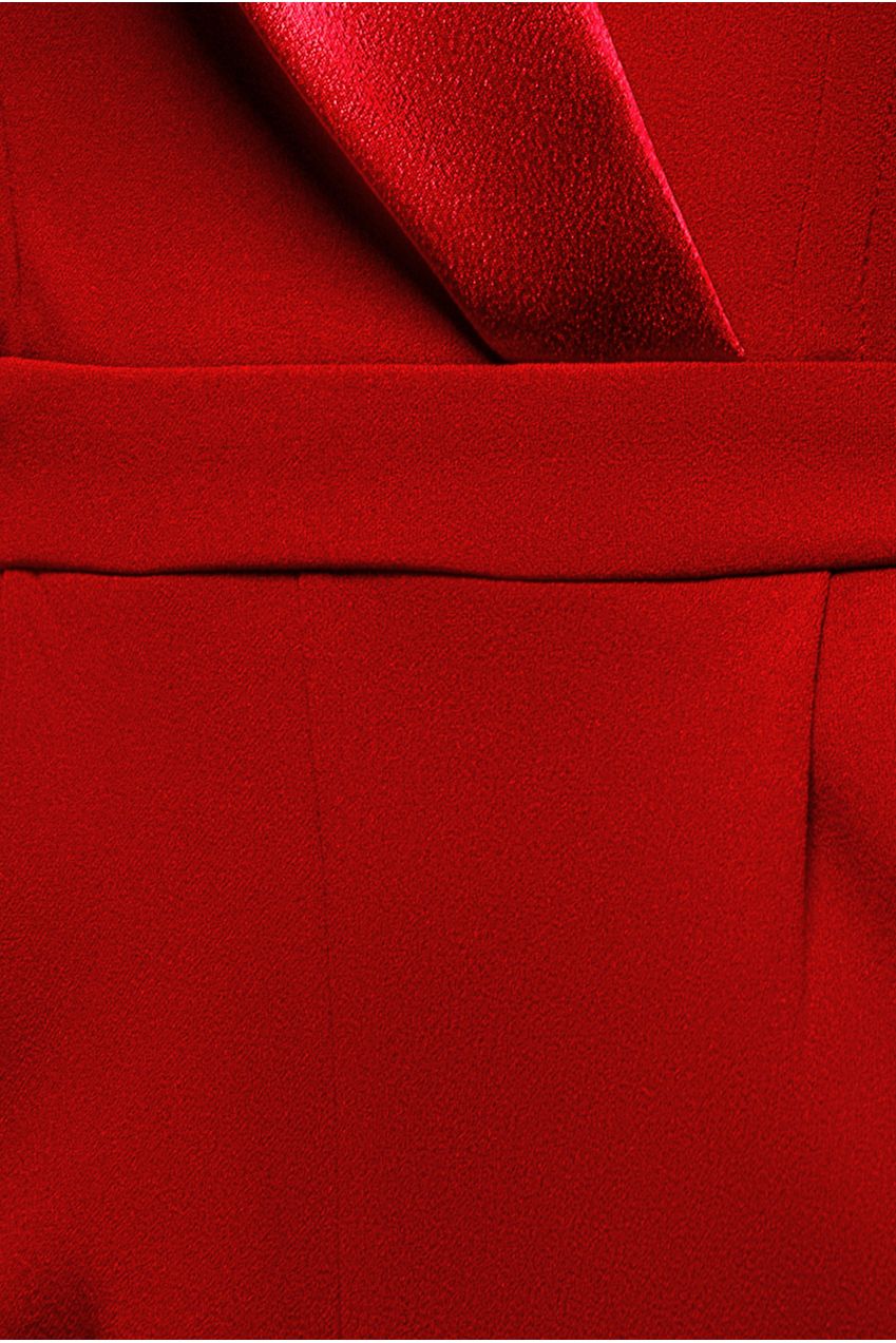 Goddiva Satin Collar Scuba Romper - Red