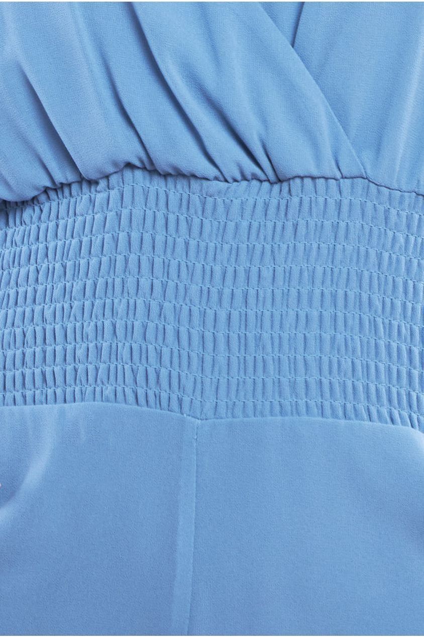 Goddiva Chiffon Romper With Flutter Sleeves - Blue