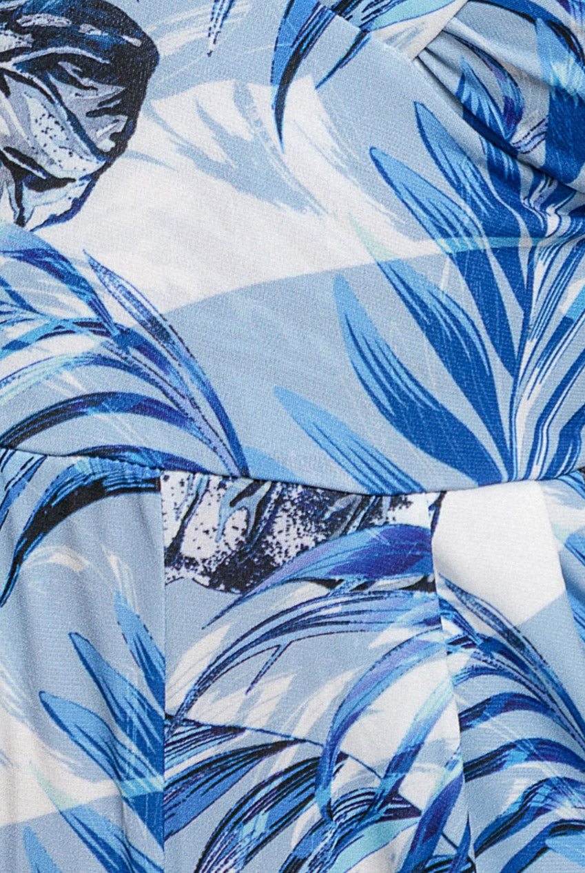 Goddiva Tropical Print Romper - Blue