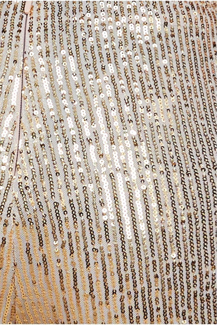 Goddiva Sequin Cuffed Ankle Pant - Gold